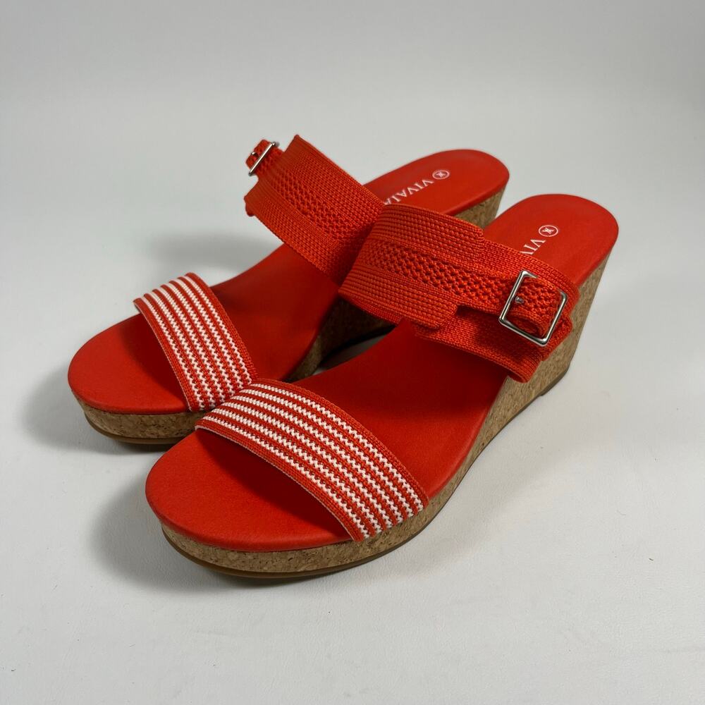 Vivaia Sammy Wedge Sandals Orange EU 37 US 6.5 Preppy Resort Vacation Casual